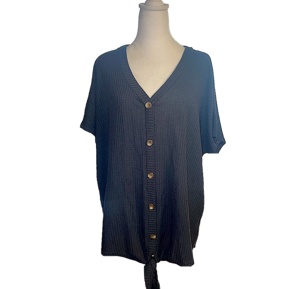 Torrid Blue Waffle Knit Tie Cardigan Blouse *make offers*
